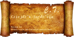 Czirják Terézia névjegykártya